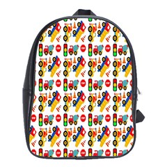 Construction Pattern Background School Bags (xl) 