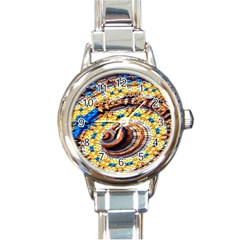 Complex Fractal Chaos Grid Clock Round Italian Charm Watch by Nexatart