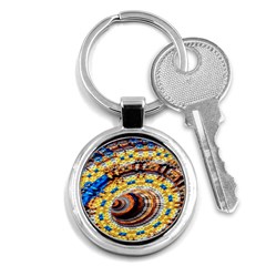 Complex Fractal Chaos Grid Clock Key Chains (round)  by Nexatart