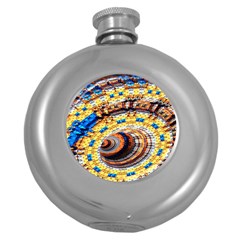 Complex Fractal Chaos Grid Clock Round Hip Flask (5 Oz) by Nexatart