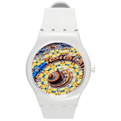 Complex Fractal Chaos Grid Clock Round Plastic Sport Watch (m) by Nexatart