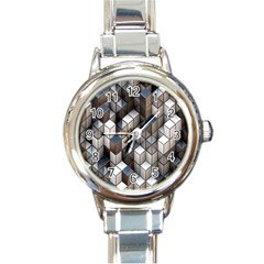 Cube Design Background Modern Round Italian Charm Watch