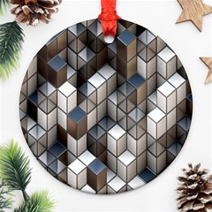 Cube Design Background Modern Ornament (round)