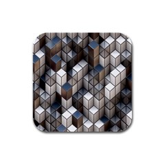 Cube Design Background Modern Rubber Square Coaster (4 Pack)  by Nexatart