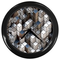 Cube Design Background Modern Wall Clocks (black) by Nexatart