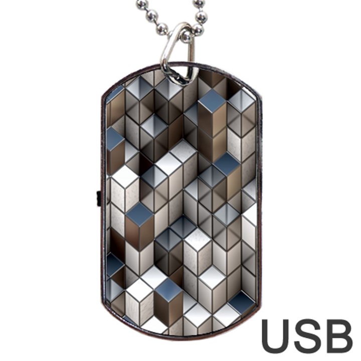 Cube Design Background Modern Dog Tag USB Flash (Two Sides)