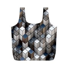 Cube Design Background Modern Full Print Recycle Bags (m) 