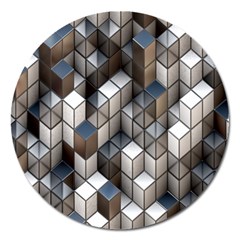 Cube Design Background Modern Magnet 5  (round)