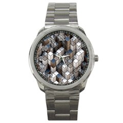 Cube Design Background Modern Sport Metal Watch by Nexatart