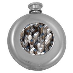 Cube Design Background Modern Round Hip Flask (5 Oz) by Nexatart