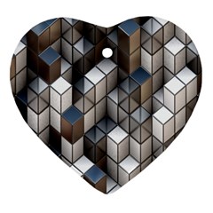 Cube Design Background Modern Heart Ornament (two Sides)