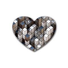 Cube Design Background Modern Heart Coaster (4 Pack)  by Nexatart