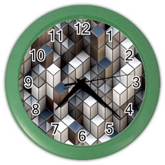 Cube Design Background Modern Color Wall Clocks by Nexatart