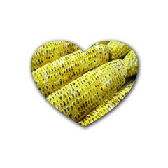 Corn Grilled Corn Cob Maize Cob Heart Coaster (4 Pack)  by Nexatart