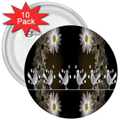 Daisy Bird  3  Buttons (10 Pack) 