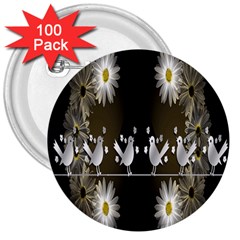 Daisy Bird  3  Buttons (100 Pack) 