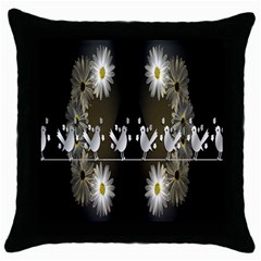 Daisy Bird  Throw Pillow Case (black) by Nexatart