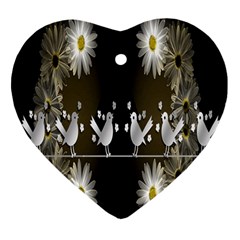 Daisy Bird  Heart Ornament (two Sides)