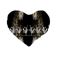 Daisy Bird  Standard 16  Premium Heart Shape Cushions by Nexatart