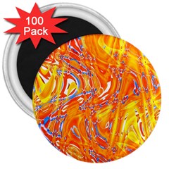 Crazy Patterns In Yellow 3  Magnets (100 Pack)