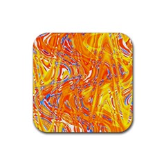 Crazy Patterns In Yellow Rubber Coaster (square)  by Nexatart