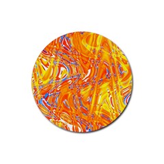 Crazy Patterns In Yellow Rubber Round Coaster (4 Pack) 