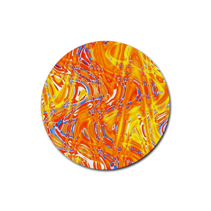 Crazy Patterns In Yellow Rubber Round Coaster (4 pack) 