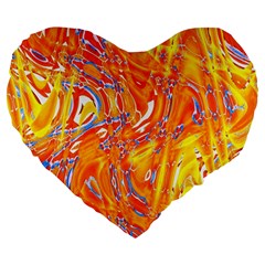 Crazy Patterns In Yellow Large 19  Premium Flano Heart Shape Cushions by Nexatart