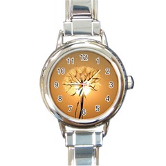 Dandelion Sun Dew Water Plants Round Italian Charm Watch