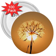 Dandelion Sun Dew Water Plants 3  Buttons (100 Pack)  by Nexatart