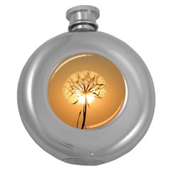 Dandelion Sun Dew Water Plants Round Hip Flask (5 Oz) by Nexatart