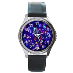 Decorative Flower Shaped Led Lights Round Metal Watch