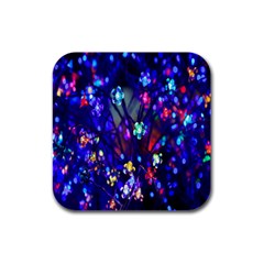 Decorative Flower Shaped Led Lights Rubber Square Coaster (4 Pack)  by Nexatart