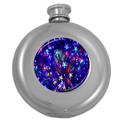 Decorative Flower Shaped Led Lights Round Hip Flask (5 oz)