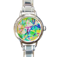 Design Background Concept Fractal Round Italian Charm Watch