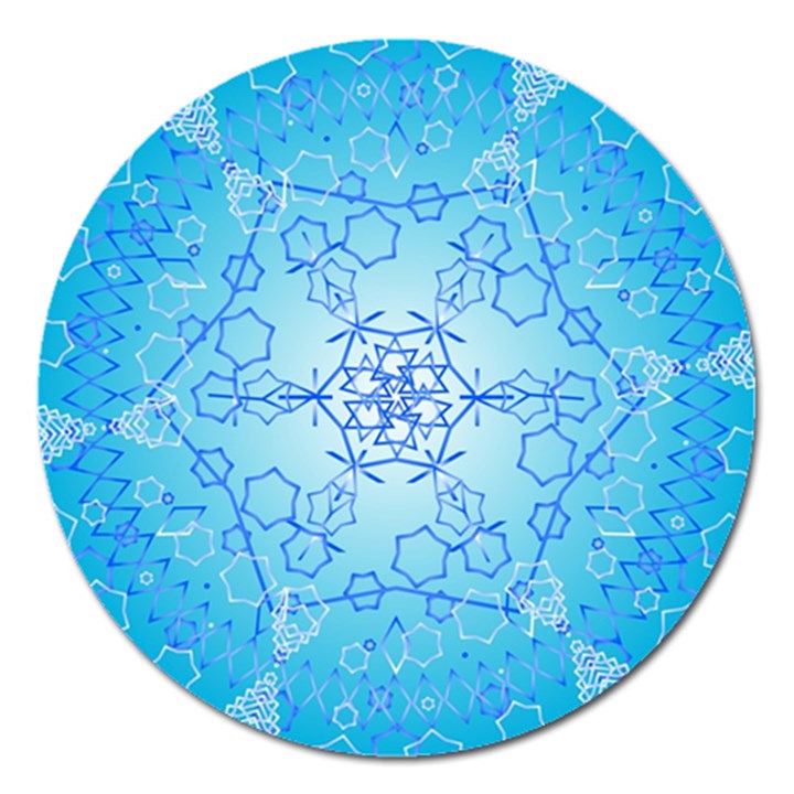 Design Winter Snowflake Decoration Magnet 5  (Round)