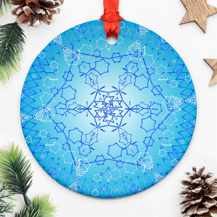 Design Winter Snowflake Decoration Round Ornament (Two Sides)