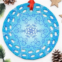 Design Winter Snowflake Decoration Round Filigree Ornament (two Sides) by Nexatart