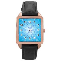 Design Winter Snowflake Decoration Rose Gold Leather Watch  by Nexatart