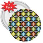 Diamonds Argyle Pattern 3  Buttons (10 pack)  Front