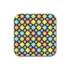 Diamonds Argyle Pattern Rubber Coaster (square)  by Nexatart