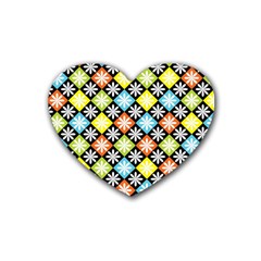 Diamonds Argyle Pattern Rubber Coaster (heart)  by Nexatart