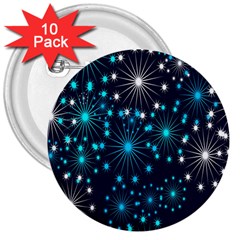 Digitally Created Snowflake Pattern 3  Buttons (10 Pack)  by Nexatart