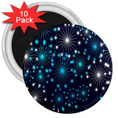 Digitally Created Snowflake Pattern 3  Magnets (10 Pack)  by Nexatart