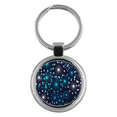 Digitally Created Snowflake Pattern Key Chains (round)  by Nexatart