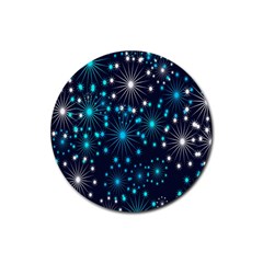 Digitally Created Snowflake Pattern Rubber Coaster (round)  by Nexatart