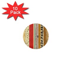 Digitally Created Collage Pattern Made Up Of Patterned Stripes 1  Mini Buttons (10 Pack)  by Nexatart