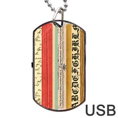 Digitally Created Collage Pattern Made Up Of Patterned Stripes Dog Tag Usb Flash (one Side) by Nexatart