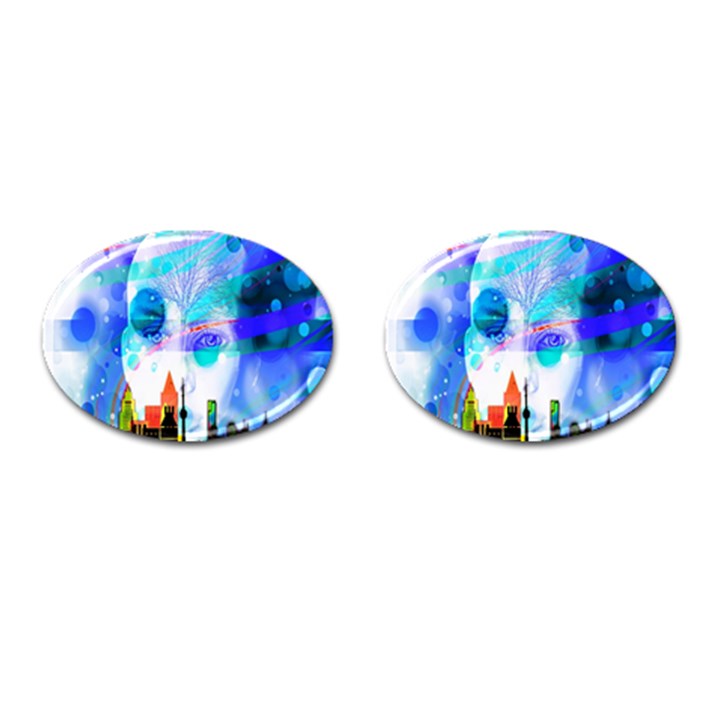 Dirty Dirt Spot Man Doll View Cufflinks (Oval)