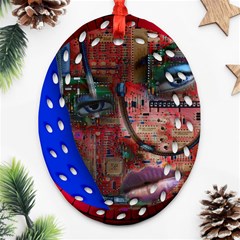 Display Dummy Binary Board Digital Oval Filigree Ornament (two Sides) by Nexatart